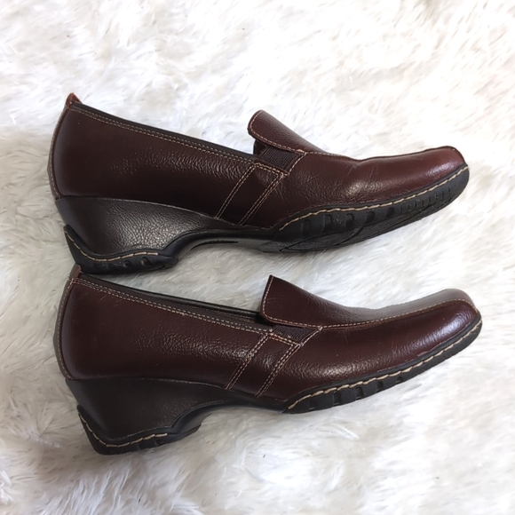 Bjorndal Genuine Leather Brown Wedge Loafers Size 10 - Picture 4 of 13